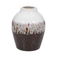 Vase de 11 po en argile à effet ombré réactif - brun et blanc