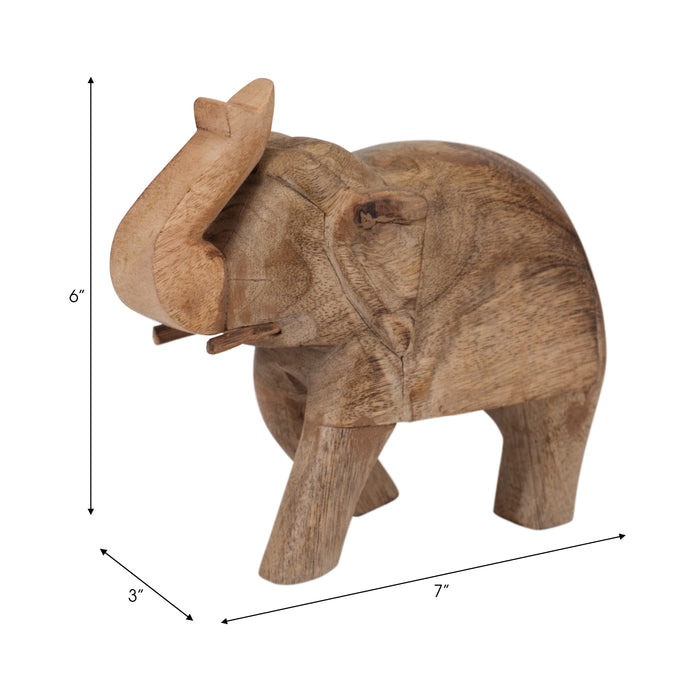 Éléphant de 7 po en manguier - brun
