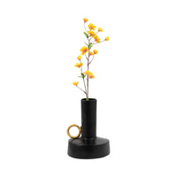 Vase de 9 po en métal avec poignée - noir et doré