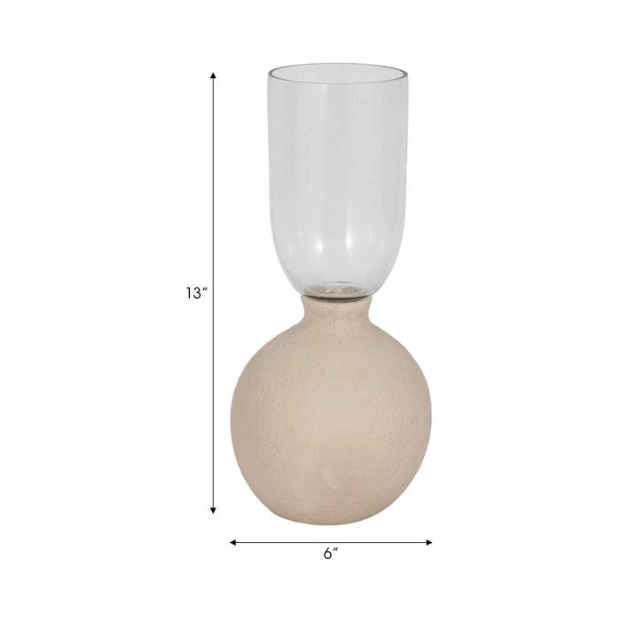 Vase Ecomix de 13 po en verre - ivoire