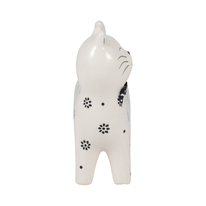 Chat de 8 po x 7 po à motif de marguerite - blanc