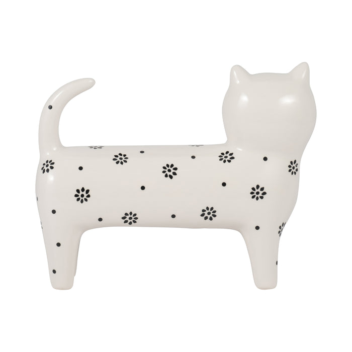 Chat de 8 po x 7 po à motif de marguerite - blanc