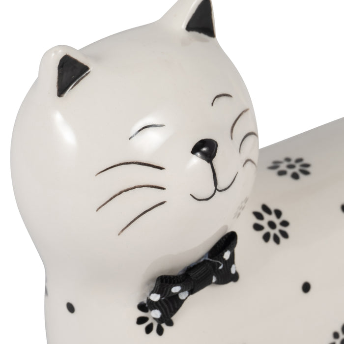 Chat de 8 po x 7 po à motif de marguerite - blanc