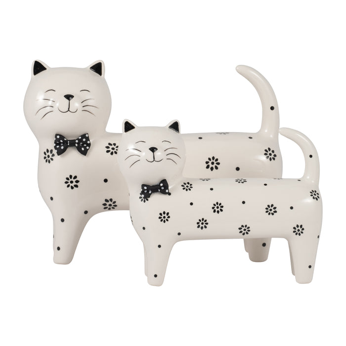 Chat de 8 po x 7 po à motif de marguerite - blanc