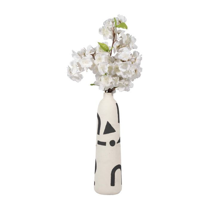 Vase Funky de 15 po en céramique - ivoire et noir