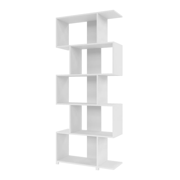 Bibliothèque charmante Petrolina de Manhattan Comfort avec 5 tablettes en zigzag - blanche