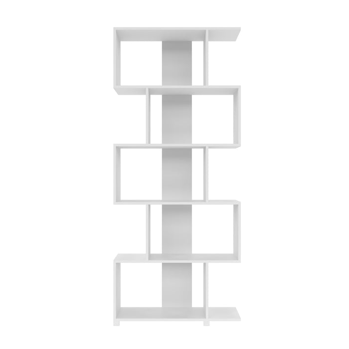 Bibliothèque charmante Petrolina de Manhattan Comfort avec 5 tablettes en zigzag - blanche