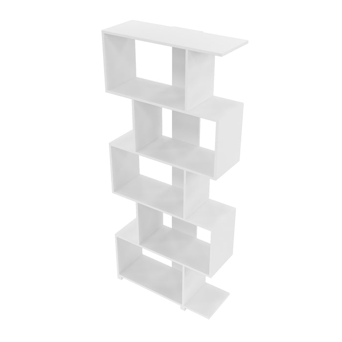 Bibliothèque charmante Petrolina de Manhattan Comfort avec 5 tablettes en zigzag - blanche