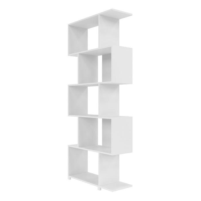 Bibliothèque charmante Petrolina de Manhattan Comfort avec 5 tablettes en zigzag - blanche