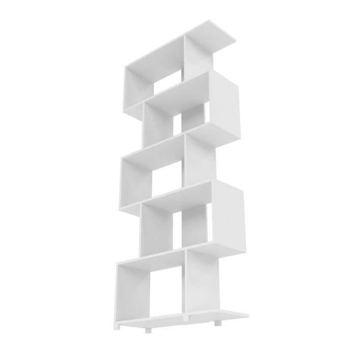 Bibliothèque charmante Petrolina de Manhattan Comfort avec 5 tablettes en zigzag - blanche