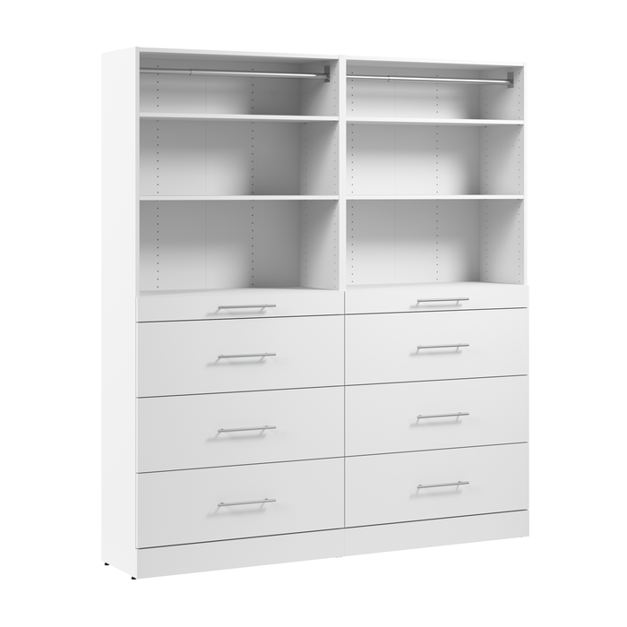 Système de garde-robe et pièce-penderie modulaire Florence de Bestar de 71 po avec tablettes et tiroirs de style lisse - blanc