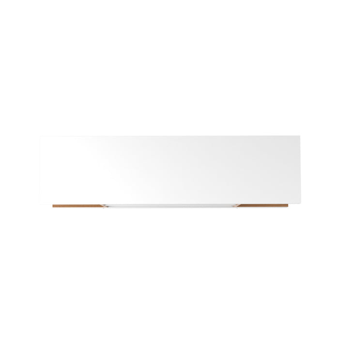 Meuble pour téléviseur Utopia de Manhattan Comfort de 53,14 po avec pattes évasées en bois et 4 tablettes - blanc lustré et crème d'érable