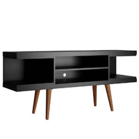 Meuble pour téléviseur Utopia de Manhattan Comfort de 53,14 po avec pattes évasées en bois et 4 tablettes - noir