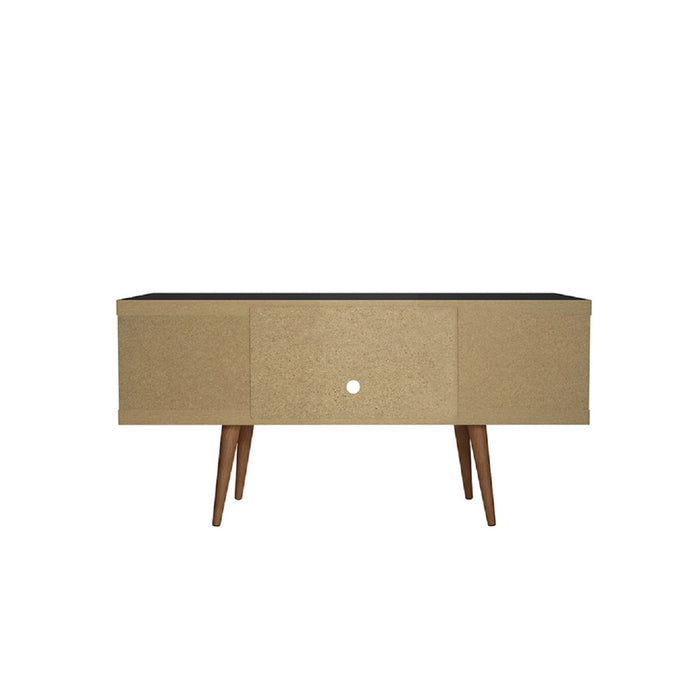 Meuble pour téléviseur Utopia de Manhattan Comfort de 53,14 po avec pattes évasées en bois et 4 tablettes - noir