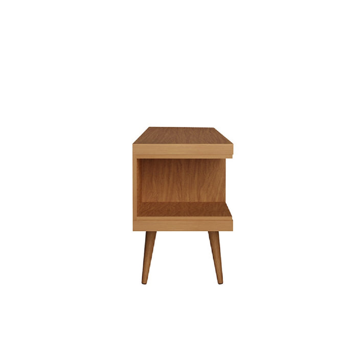 Meuble pour téléviseur Utopia de Manhattan Comfort de 53,14 po avec pattes évasées en bois et 4 tablettes - crème d'érable