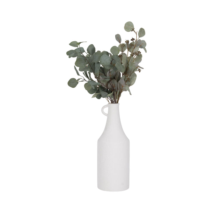 Vase en forme de bouteille de 16 po en dolomite à texture rugueuse - blanc