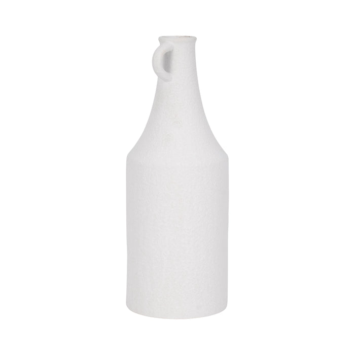 Vase en forme de bouteille de 16 po en dolomite à texture rugueuse - blanc