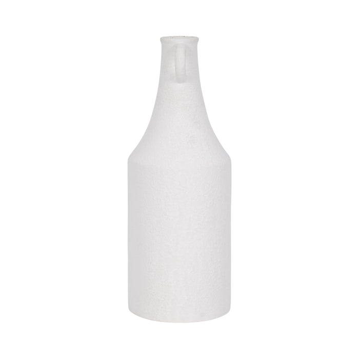 Vase en forme de bouteille de 16 po en dolomite à texture rugueuse - blanc