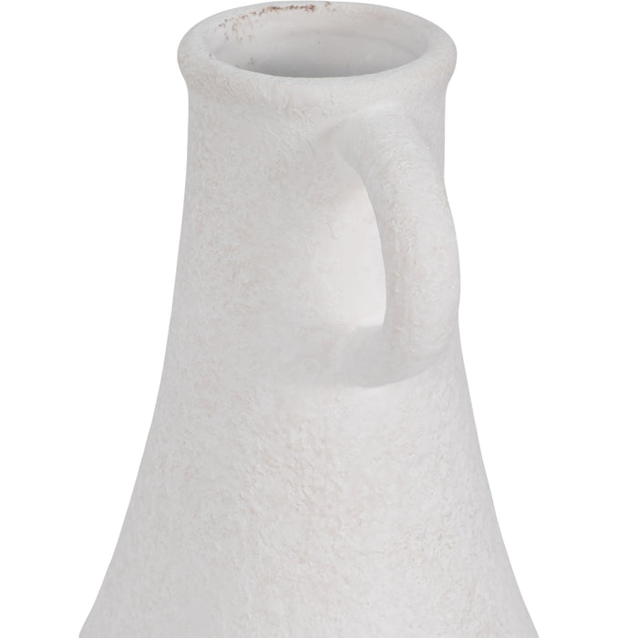 Vase en forme de bouteille de 16 po en dolomite à texture rugueuse - blanc