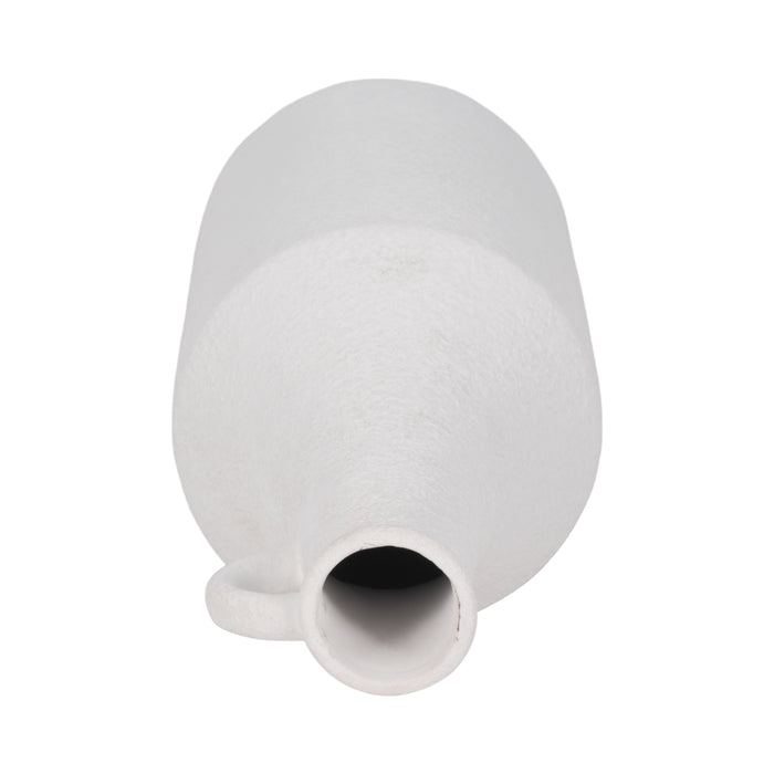 Vase en forme de bouteille de 16 po en dolomite à texture rugueuse - blanc