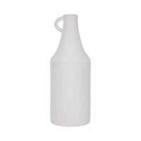 Vase en forme de bouteille de 12 po en dolomite à texture rugueuse - blanc