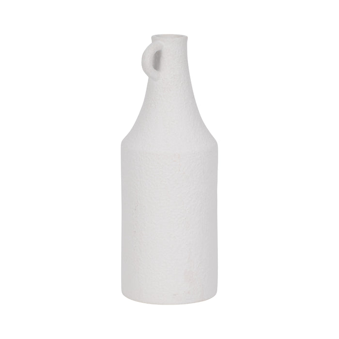 Vase en forme de bouteille de 12 po en dolomite à texture rugueuse - blanc