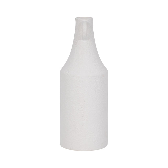 Vase en forme de bouteille de 12 po en dolomite à texture rugueuse - blanc