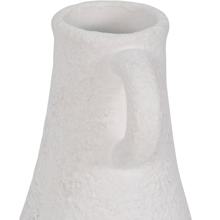 Vase en forme de bouteille de 12 po en dolomite à texture rugueuse - blanc