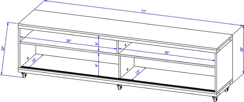 Meuble pour téléviseur Utopia de Manhattan Comfort de 70,47 po avec pattes évasées en bois et 4 tablettes - crème d'érable