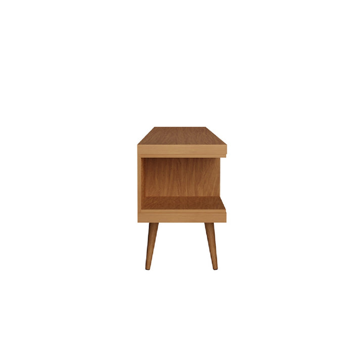 Meuble pour téléviseur Utopia de Manhattan Comfort de 70,47 po avec pattes évasées en bois et 4 tablettes - crème d'érable