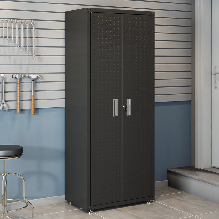 Armoire Fortress de Manhattan Comfort de 75,4 po en métal texturé avec 4 tablettes réglables pour le garage - gris anthracite