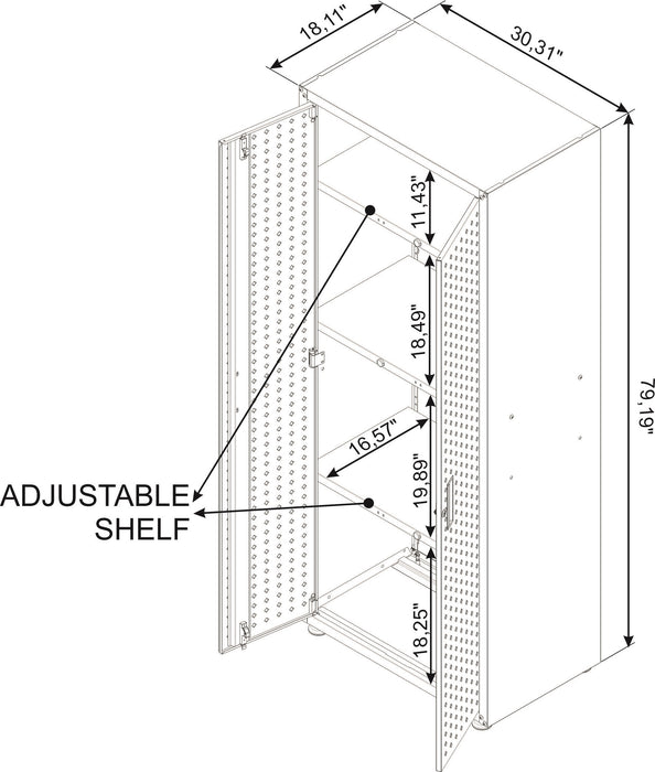 Armoire Fortress de Manhattan Comfort de 75,4 po en métal texturé avec 4 tablettes réglables pour le garage - gris anthracite