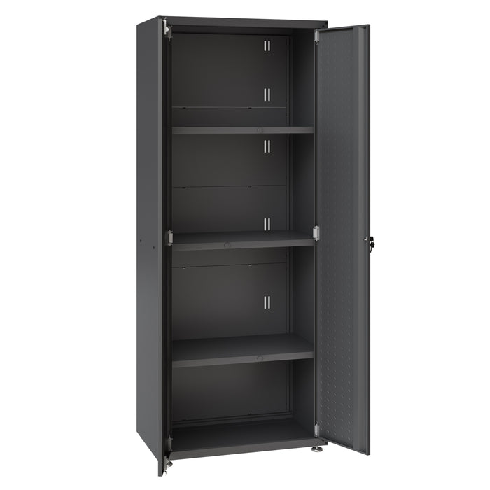 Armoire Fortress de Manhattan Comfort de 75,4 po en métal texturé avec 4 tablettes réglables pour le garage - gris anthracite