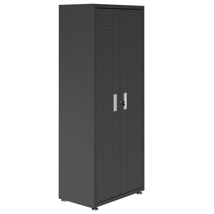 Armoire Fortress de Manhattan Comfort de 75,4 po en métal texturé avec 4 tablettes réglables pour le garage - gris anthracite