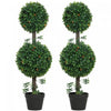 HOMCOM Lot de 2 Arbres Topiaires Artificiels en Buis, Plantes Fausse, Vert