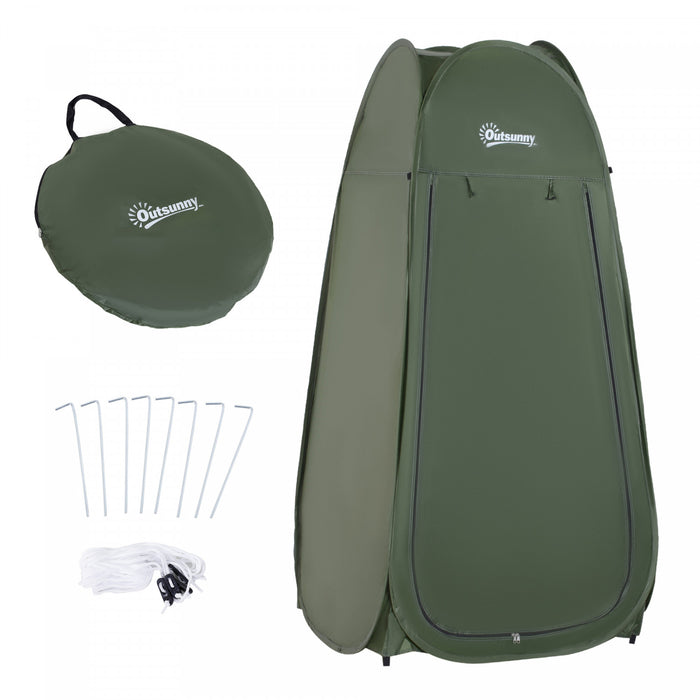 Outsunny Tente De Douche De Camping Pop-up Dressing Portable Vestiaire Tentes D'abri De Confidentialite Toilettes De Plage Et Seance Photo Interieure Avec Sac De Transport Vert Armee