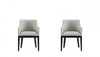 Fauteuil en bois moderne Gansevoort en cuir vegetalien gris pierre - Lot de 2