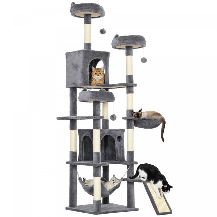 76\" Cat Tree, Large Cat Tower for Indoor Cats, Dark Grey