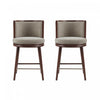 Tabouret de comptoir moderne en bois et tissu creme Evalyn - Lot de 2