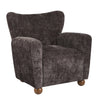 Wingate Fauteuil Aile Confortable en Tissu Premium et Pieds en Bois Massif, Brun Fonce, Teck