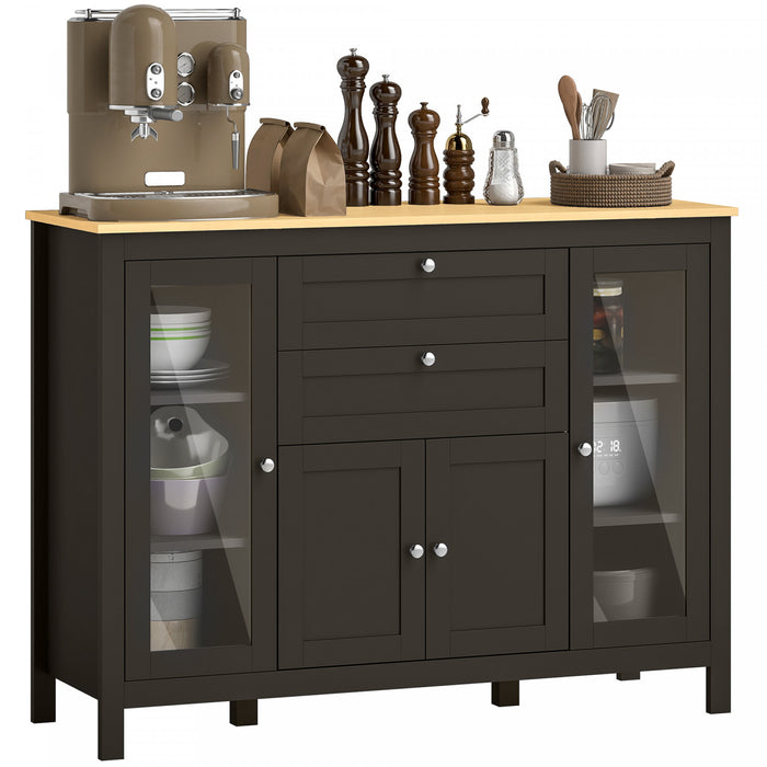 HOMCOM Buffet avec 2 Tiroirs 3 Armoires de Rangement, Marron