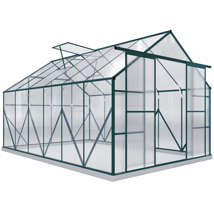 Outsunny Serre de Jardin en Polycarbonate avec Toit Reglable, Transparent