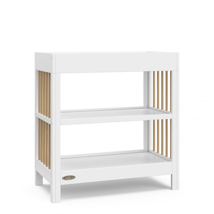 Graco Teddi Table a langer avec matelas a langer resistant a l’eau - Blanc avec bois clair