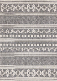 Tapis Jackson gris blanc a motifs en rangees, 7'10