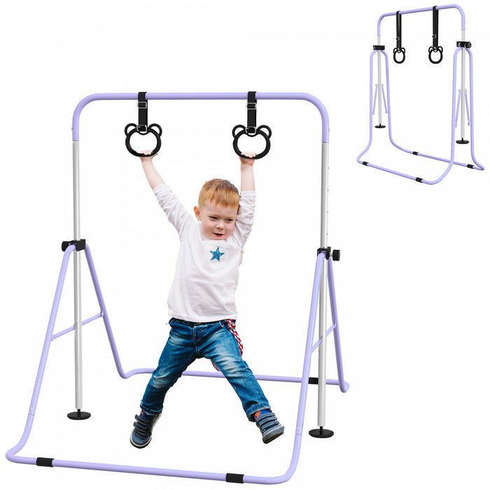 Qaba Barre De Gymnastique Pour Enfants, Barre Horizontale Pliable, Violet