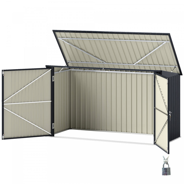 Outsunny Remise A Poubelle Avec Portes Verrouillables, Couvercle Ouvrable