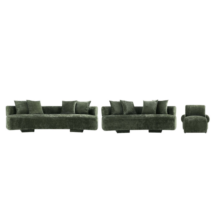 Ensemble canape 3 pieces Verandah style mid-century modern en vert olive