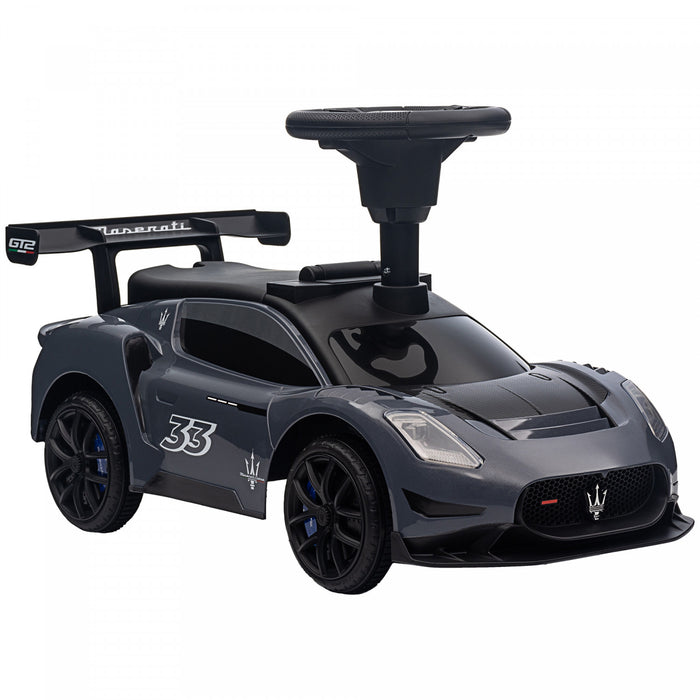 Qaba Voiture Coulissante Pour Bebe Sous Licence Maserati Gt2 Avec Rangement Sous Le Siege, Musique, Klaxon, Voiture Pour Tout-petits De 18 A 60 Mois, Gris