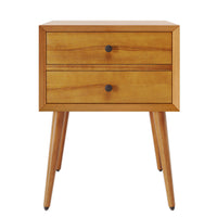  Emma Table de Nuit Moderne Mid-Century avec 2 Tiroirs, Naturel