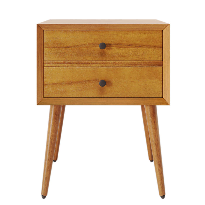 Emma Table de Nuit Moderne Mid-Century avec 2 Tiroirs, Naturel